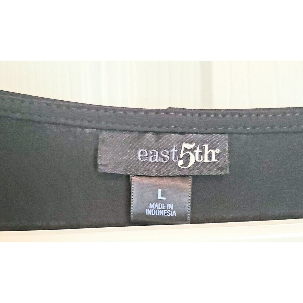 East 5th Black Dress Size L Narrow Black Ribbon Detail For Faux Wrap Look Unworn - Picture 3 of 8
